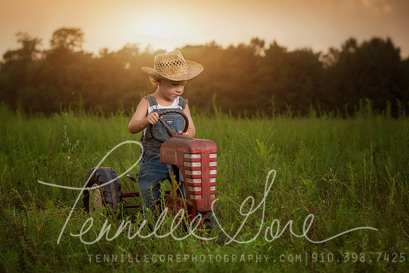 Three year old boy milestone session- Tractor love- Wilmington, NC Children & Baby Photographer