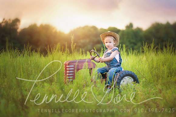 Three year old boy milestone session- Tractor love- Wilmington, NC Children & Baby Photographer