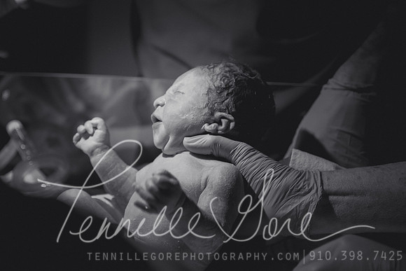 First photograph and Birth of baby {H}, Wilmington, NC Newborn Photographer