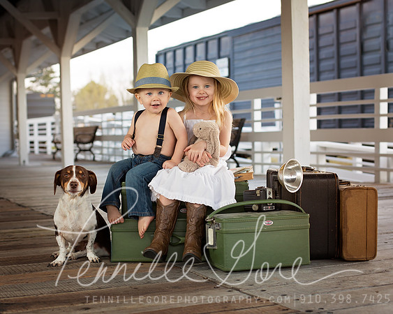 Two kids and their dog travel abroad- Wilmington NC Custom Children's Portraiture